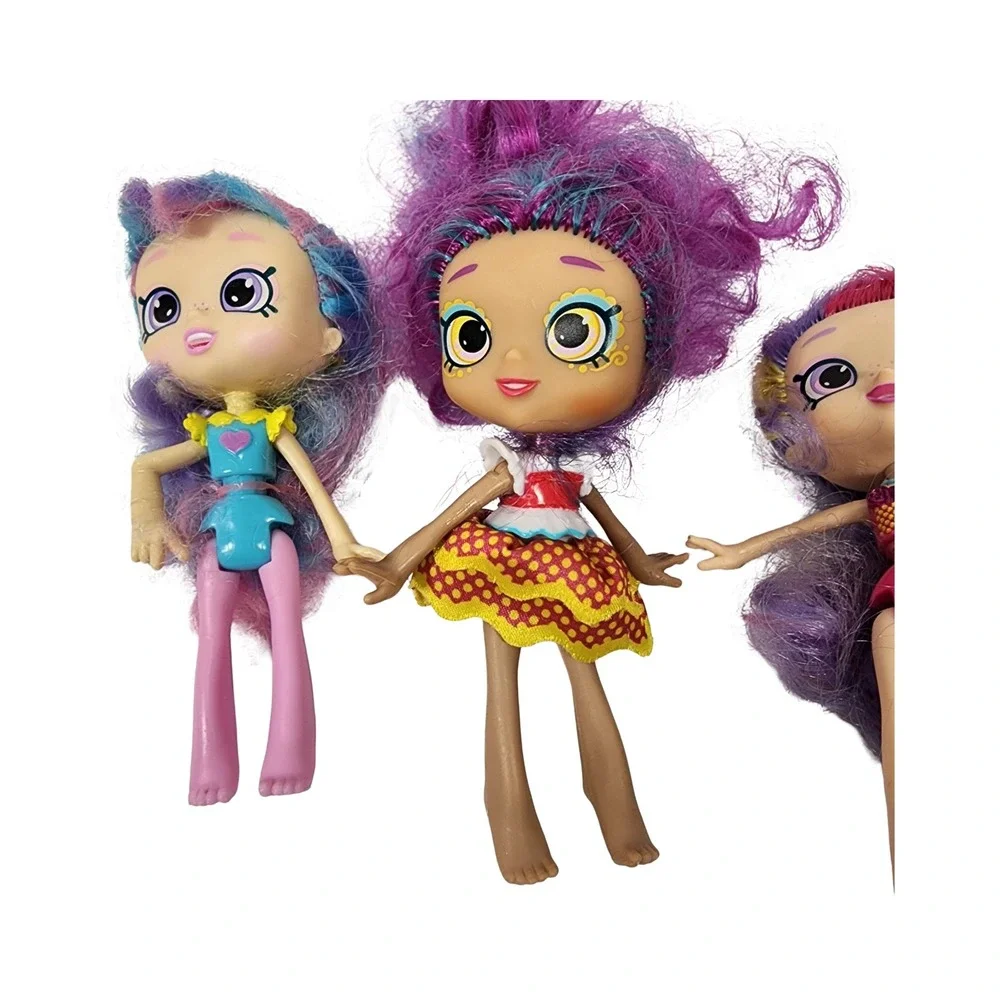 Shopkins Kooky Kitchen Surprise Dolls Lot 3 Purple Blue‎ Hair Colorful Outfits